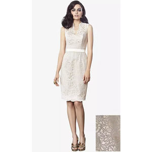 Dessy Collection Size 8 Sleeveless Lace V-Neck Cocktail Dress $250 msrpI23-4
